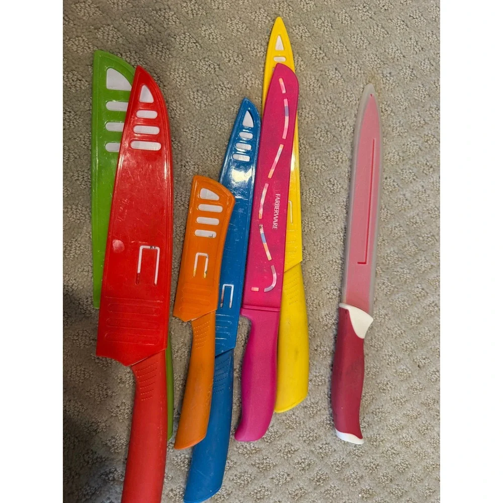 Tomodachi Farberware Kitchen Knives Set with Sheaths Fruit Avocado Bell Pepper‎